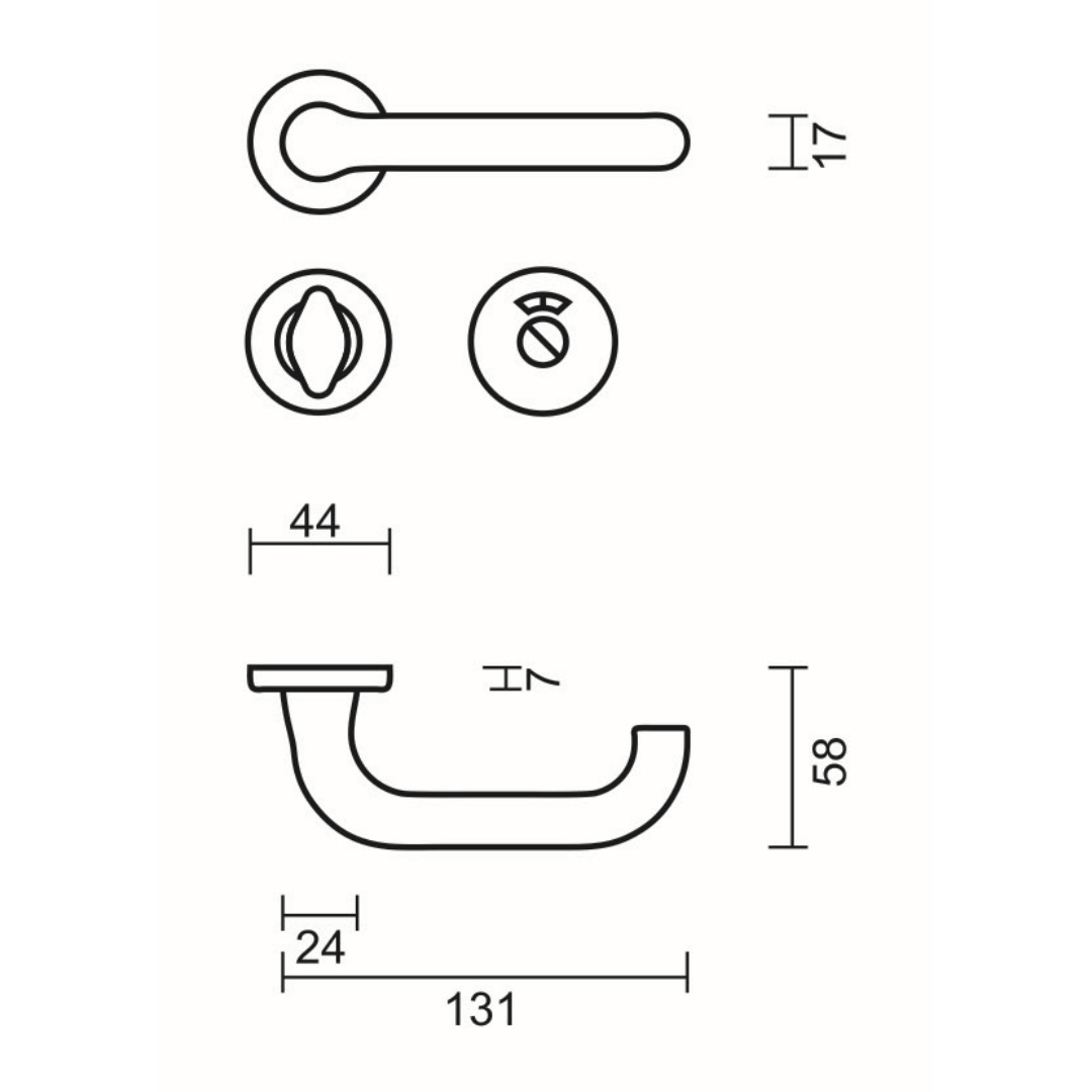 Deurkruk Pro PANDA ALU U R+WC - Afbeelding 2