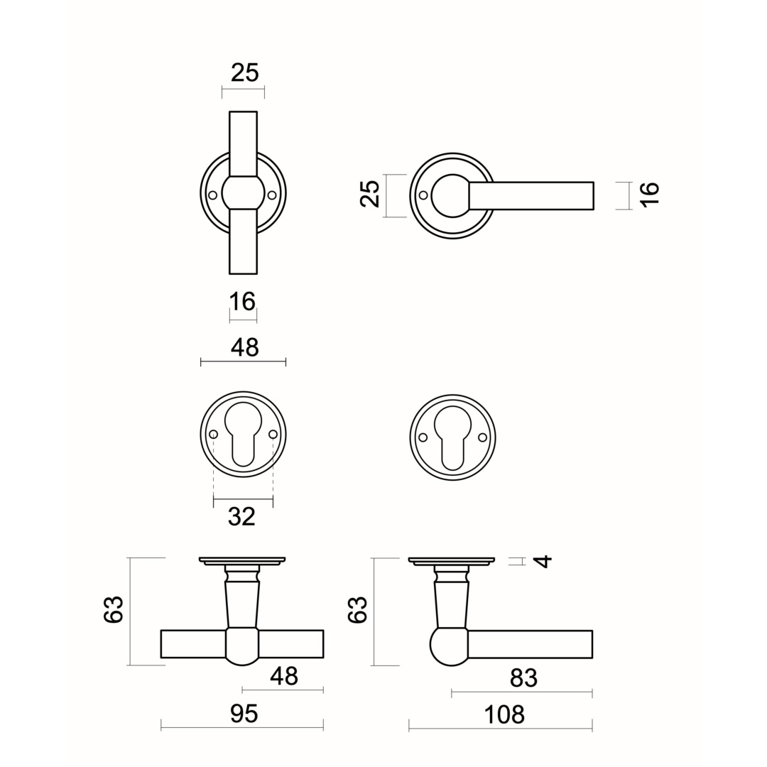 Deurkruk Pro PETANA T+L INOX LOOK R+E CYL - Afbeelding 2