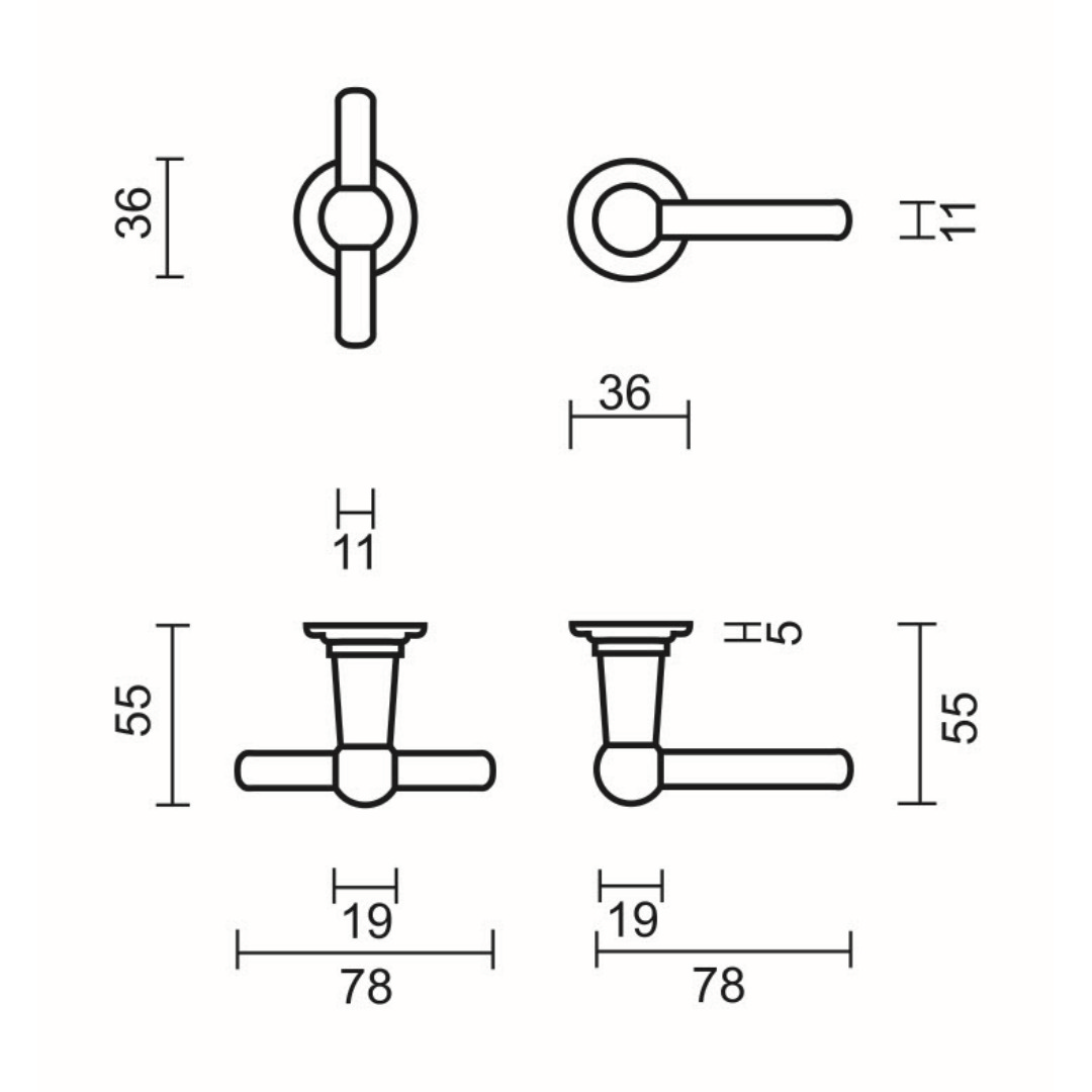Deurkruk Pro PETRA OM T+L INOX LOOK R+NO KEY - Afbeelding 2