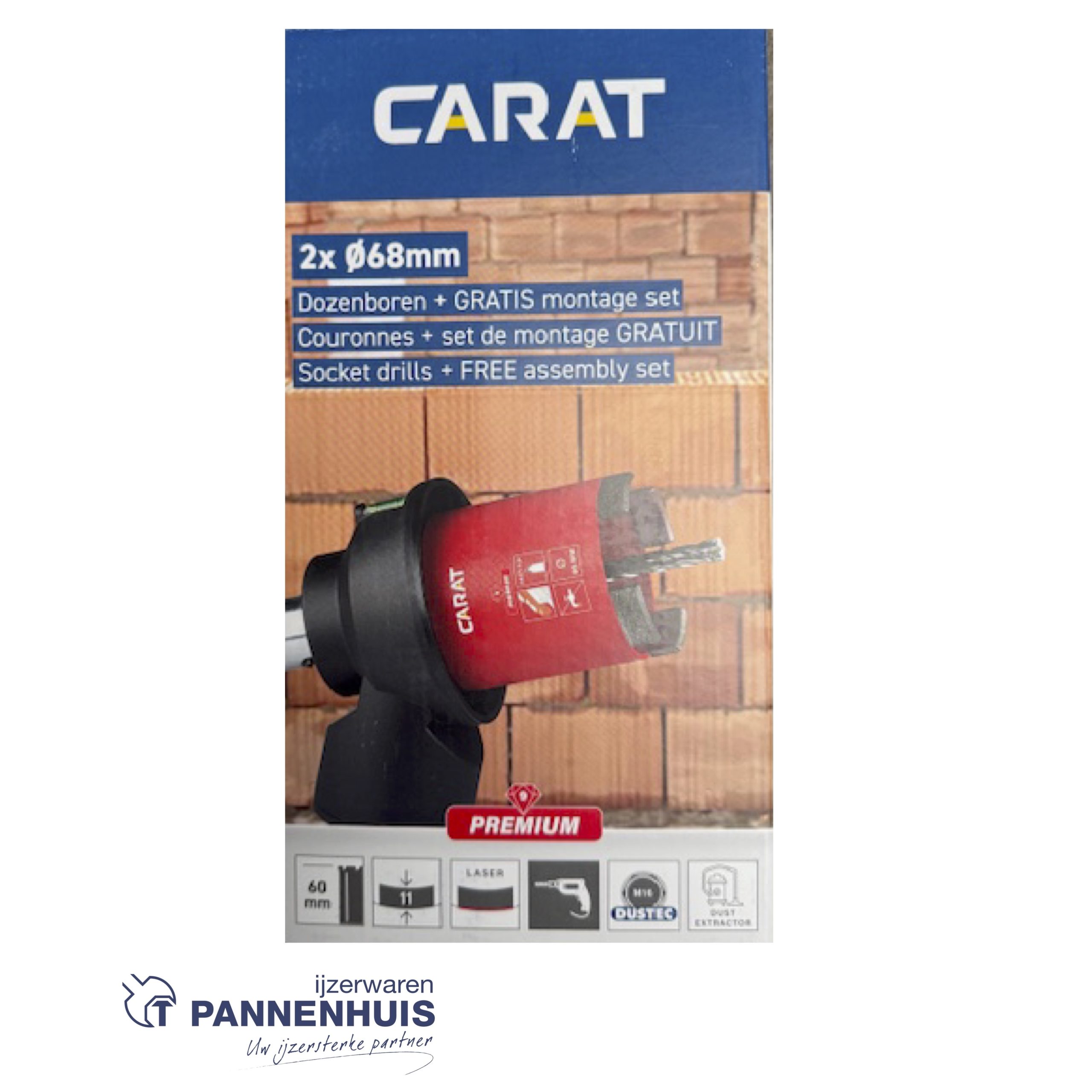Carat Dozendorenset 2 x 68 mm +gratis montage set - Afbeelding 2