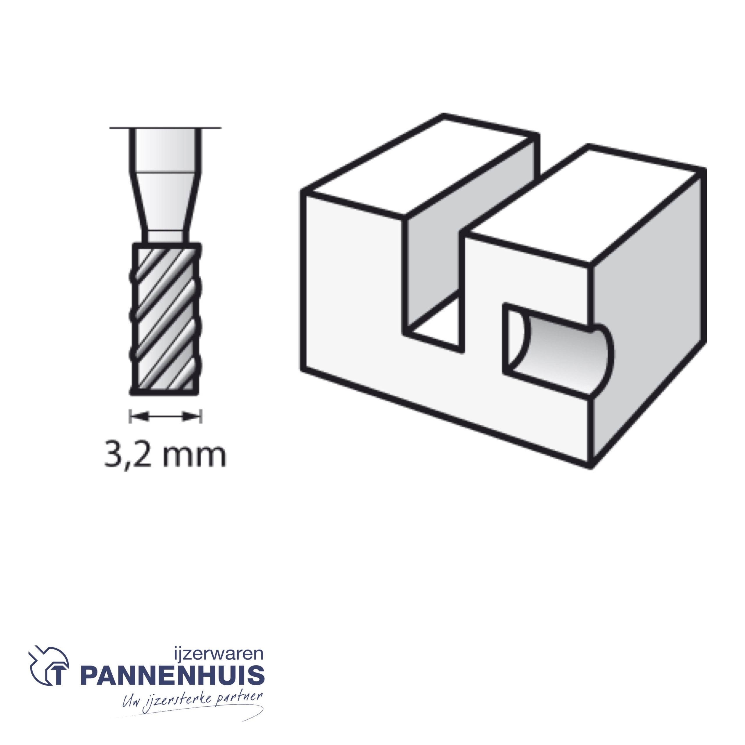 Dremel 194JA, Frees HSS cilindervorm 3,2 mm - Afbeelding 2