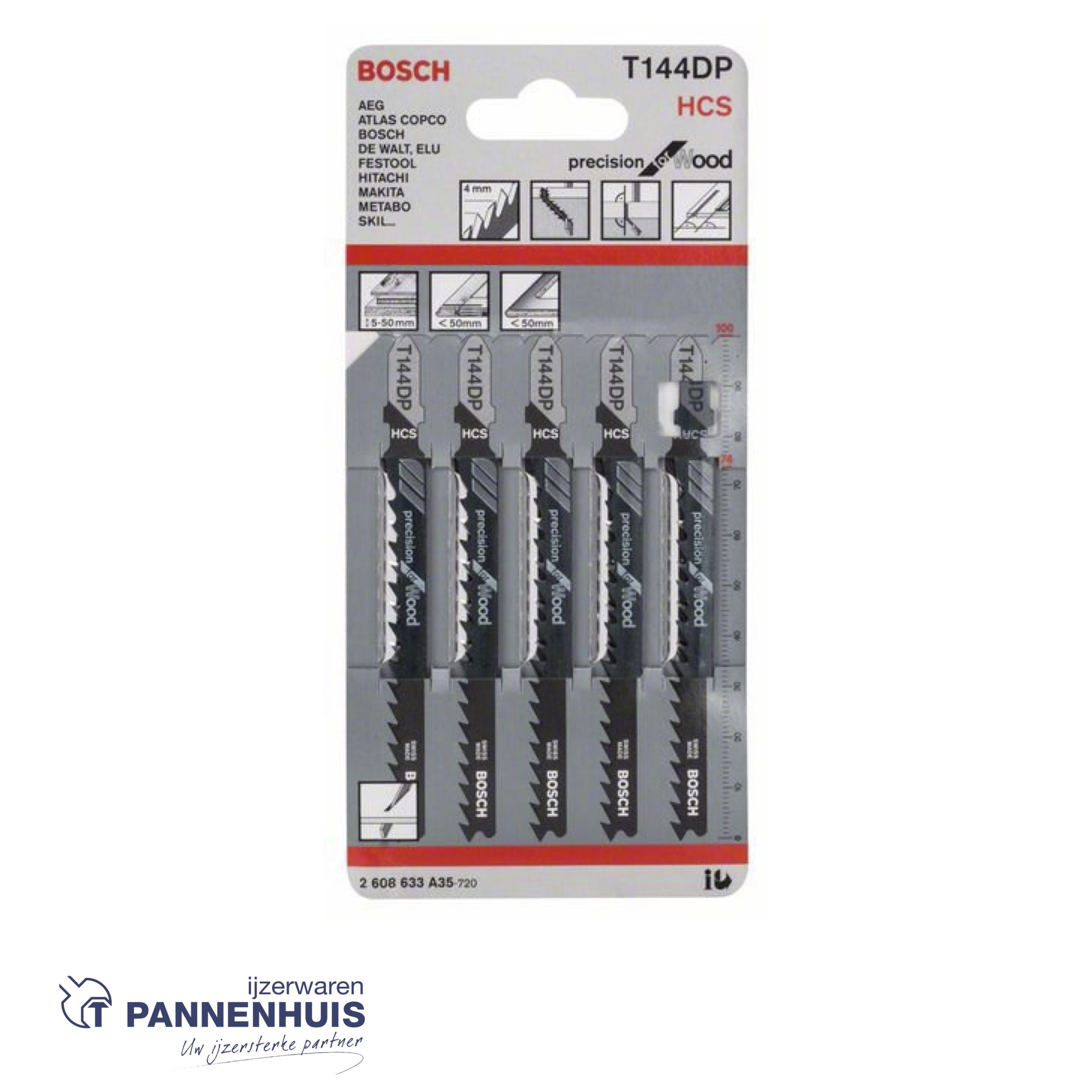 Bosch Decoupeerzaagblad T144 DP precision soft wood 5x - Afbeelding 2