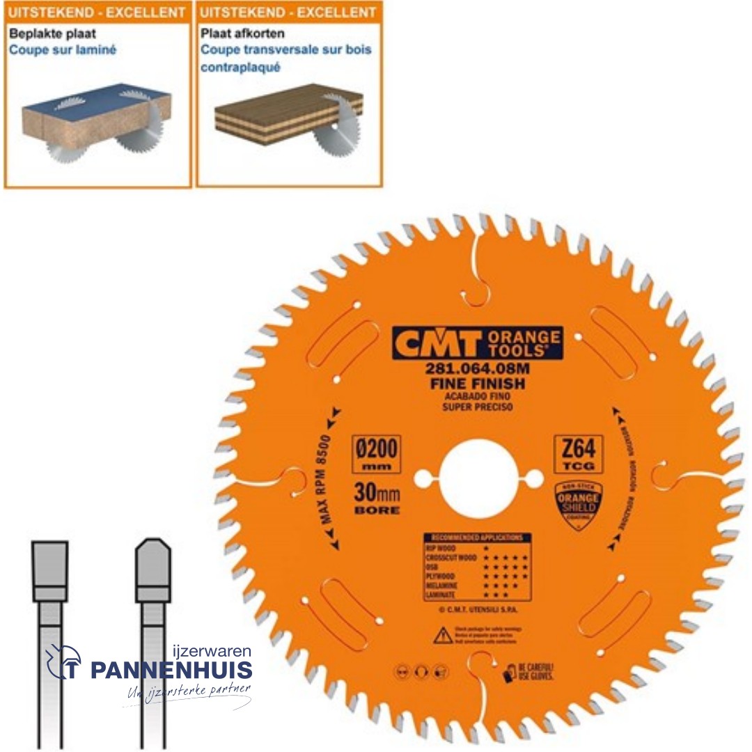 CMT Platencirkelzaag HW 200x30x3,2 Z64 HPL, Kunststof
