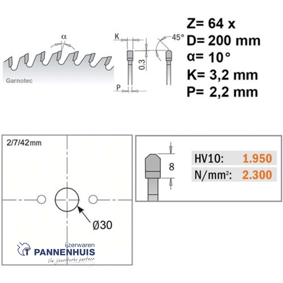 CMT Platencirkelzaag HW 200x30x3,2 Z64 HPL, Kunststof - Afbeelding 2