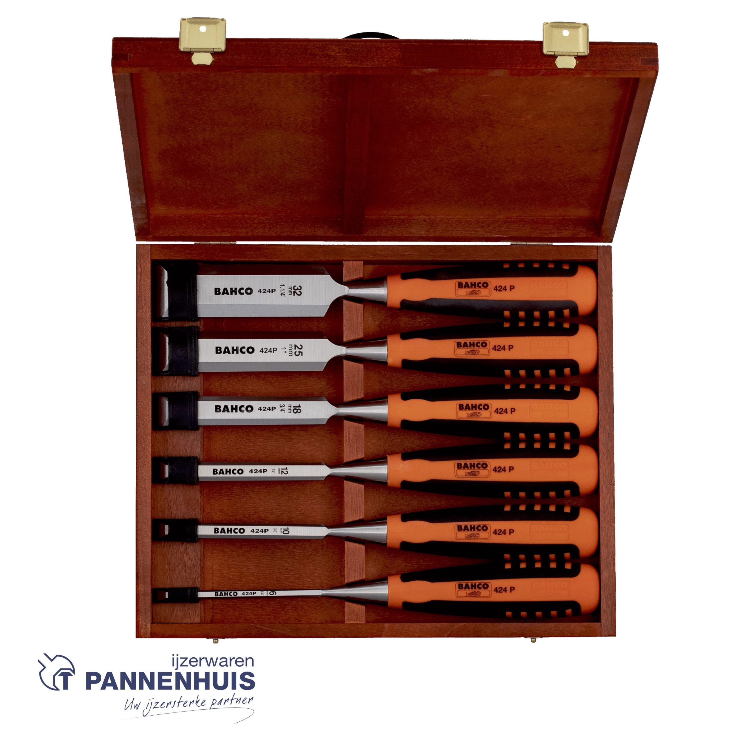 Bahco Steekbeitelset hout rubber handgreep 6 delig - Afbeelding 2