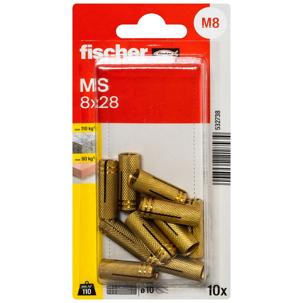 fischer Messingplug MS 8 x 28 (blister) - Afbeelding 2