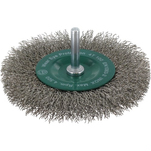 Ivana stiftborstel gegolfd RVS draad met schacht 6mm 100x0.30mmx12mm