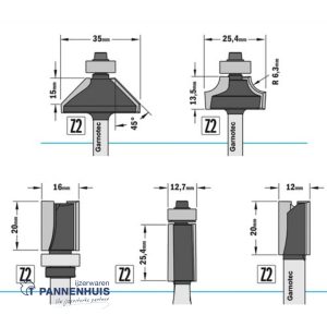 CMT Set van 5 frezen Contractor in pvc kistje HW S=8mm