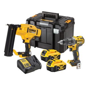 Dewalt DCK282P2T 18V XR Brushless Schroef-boormachine DCD791 + 18Ga Afwerktacker DCN680 2×5.0Ah in TSTAK