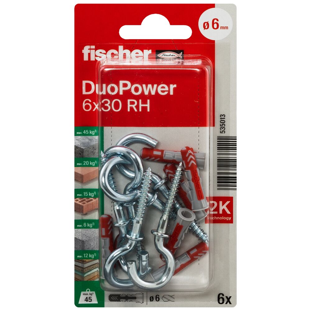 fischer DuoPower 6x30 met ronde haak (blister) - Afbeelding 2