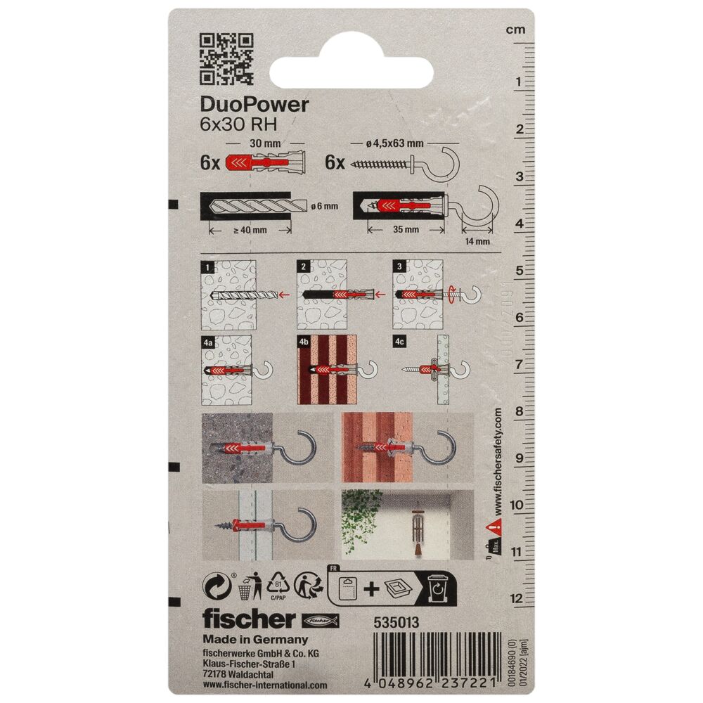 fischer DuoPower 6x30 met ronde haak (blister) - Afbeelding 3
