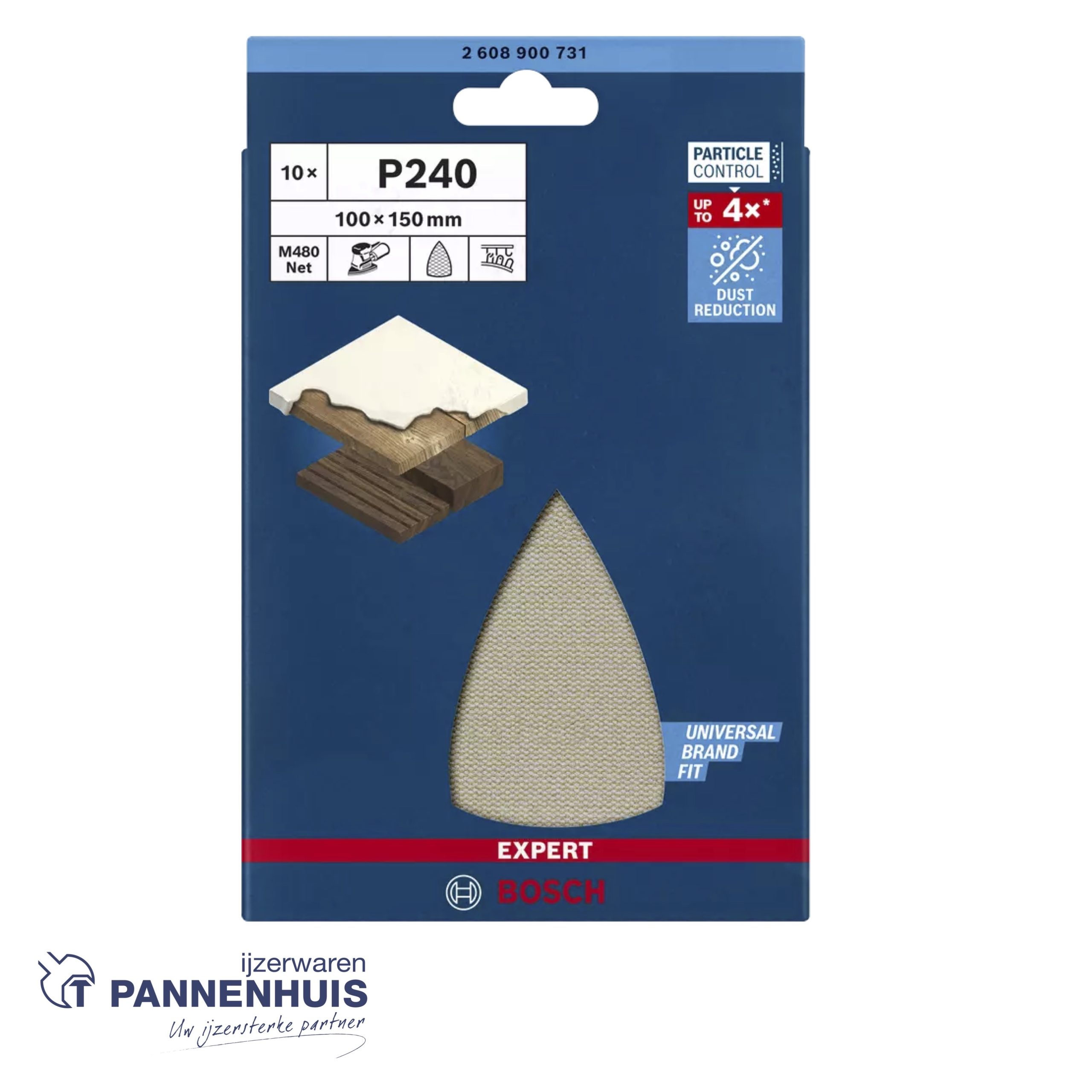 Bosch Schuurnet 100 x 150 mm, K240, 10x M480 - Afbeelding 2