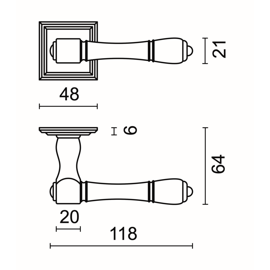 Deurkruk Pro CARRE ROEST R+NO KEY - Afbeelding 2