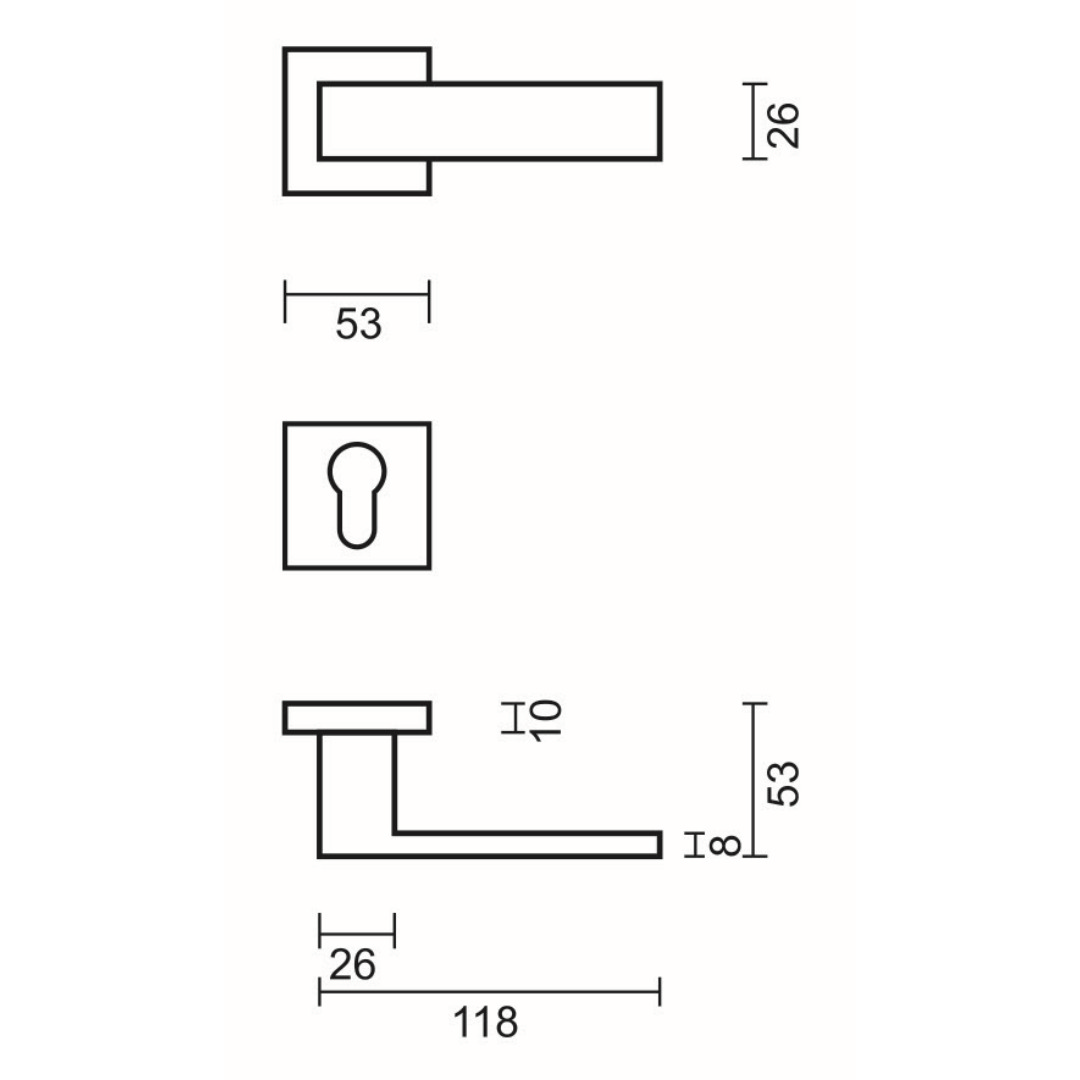 Deurkruk Pro CUBICA INOX LOOK R+E CYL - Afbeelding 2