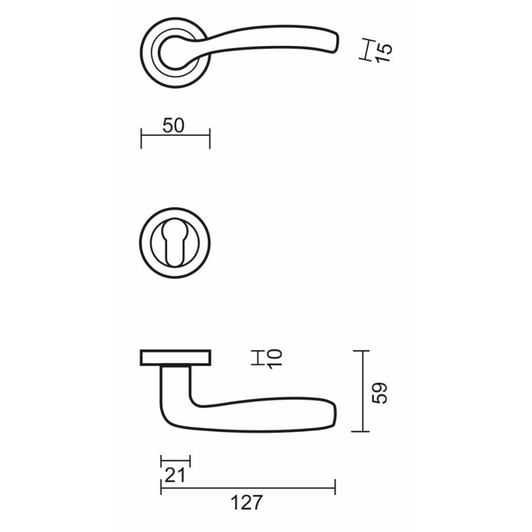 Deurkruk Pro EASY INOX LOOK R+E CYL - Afbeelding 2