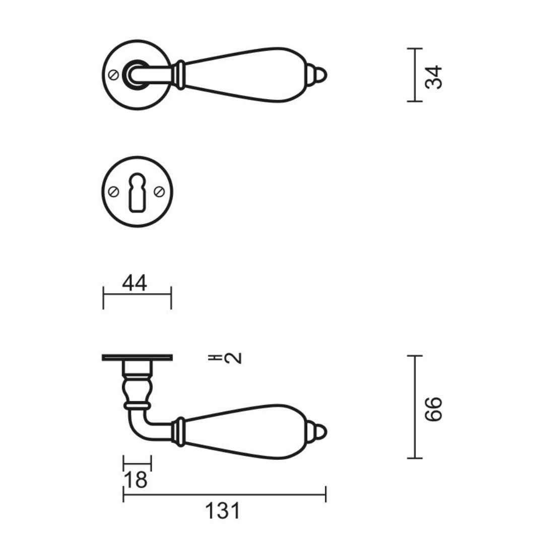 Deurkruk Pro ECRU ROEST ROND R+E - Afbeelding 2