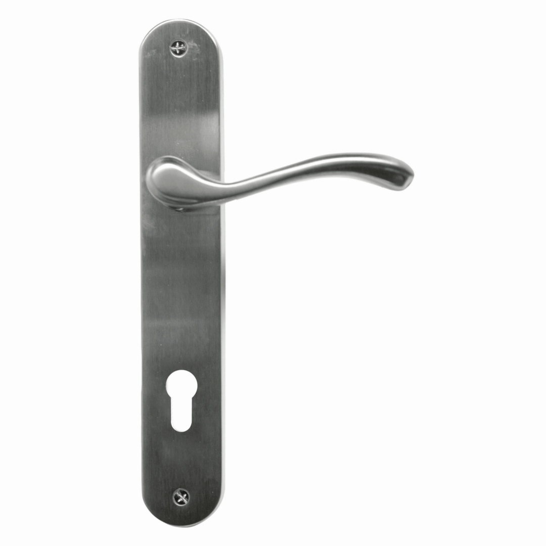 Deurkruk Pro ERICA INOX LOOK PLAAT+CYL 92MM