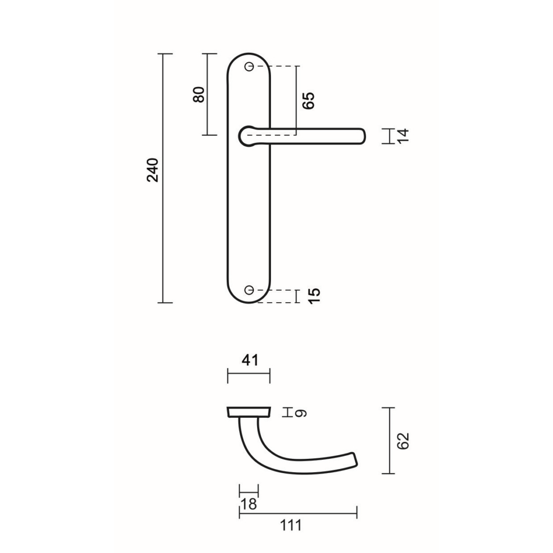 Deurkruk Pro LILLA INOX LOOK PLAAT+NO KEY - Afbeelding 2