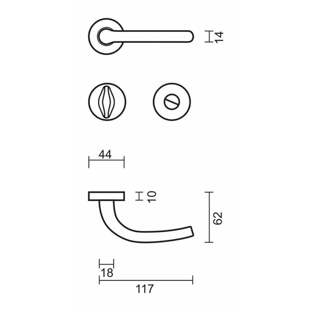 Deurkruk Pro LILLA INOX LOOK R+WC - Afbeelding 2
