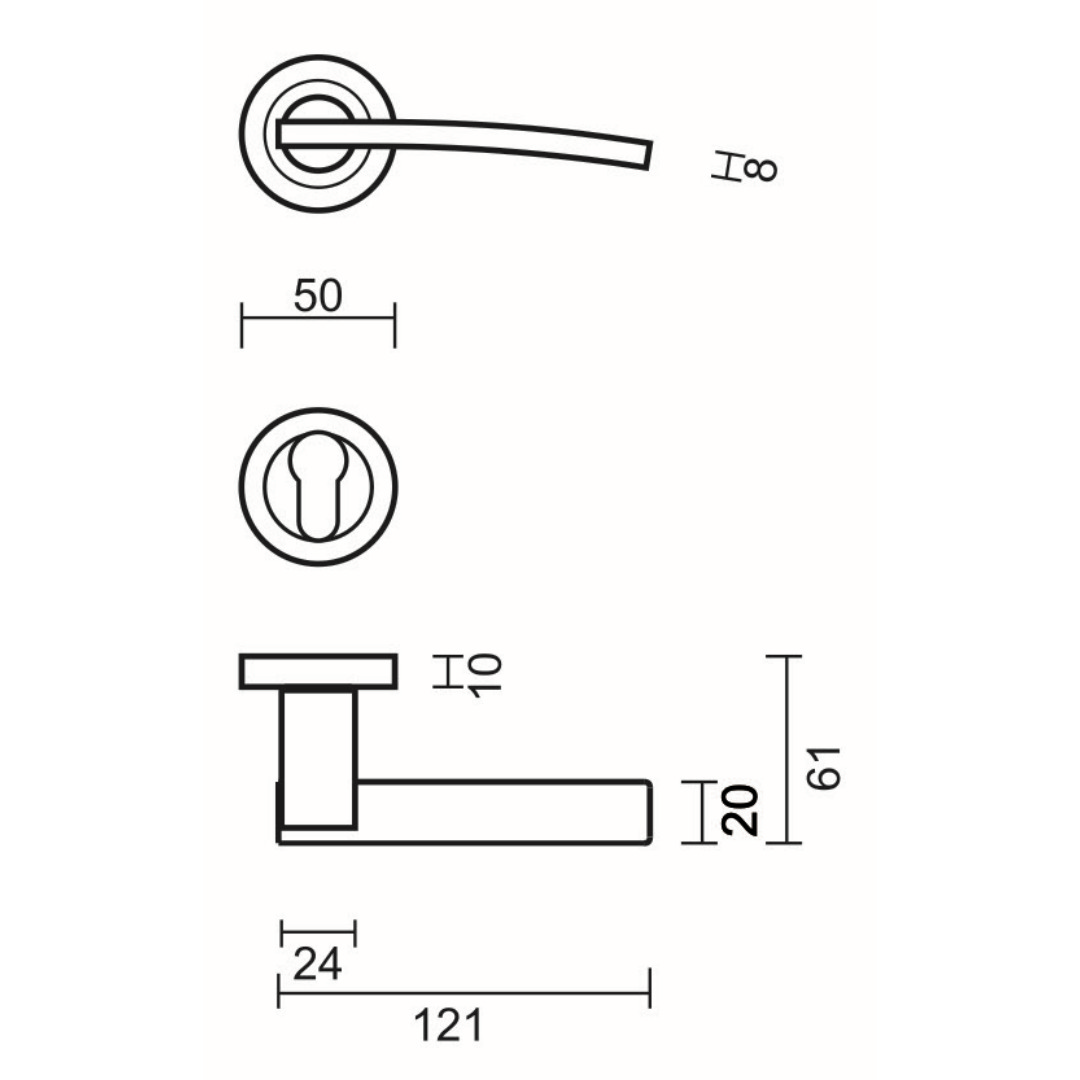 Deurkruk Pro MIRCA INOX LOOK R+E CYL - Afbeelding 2