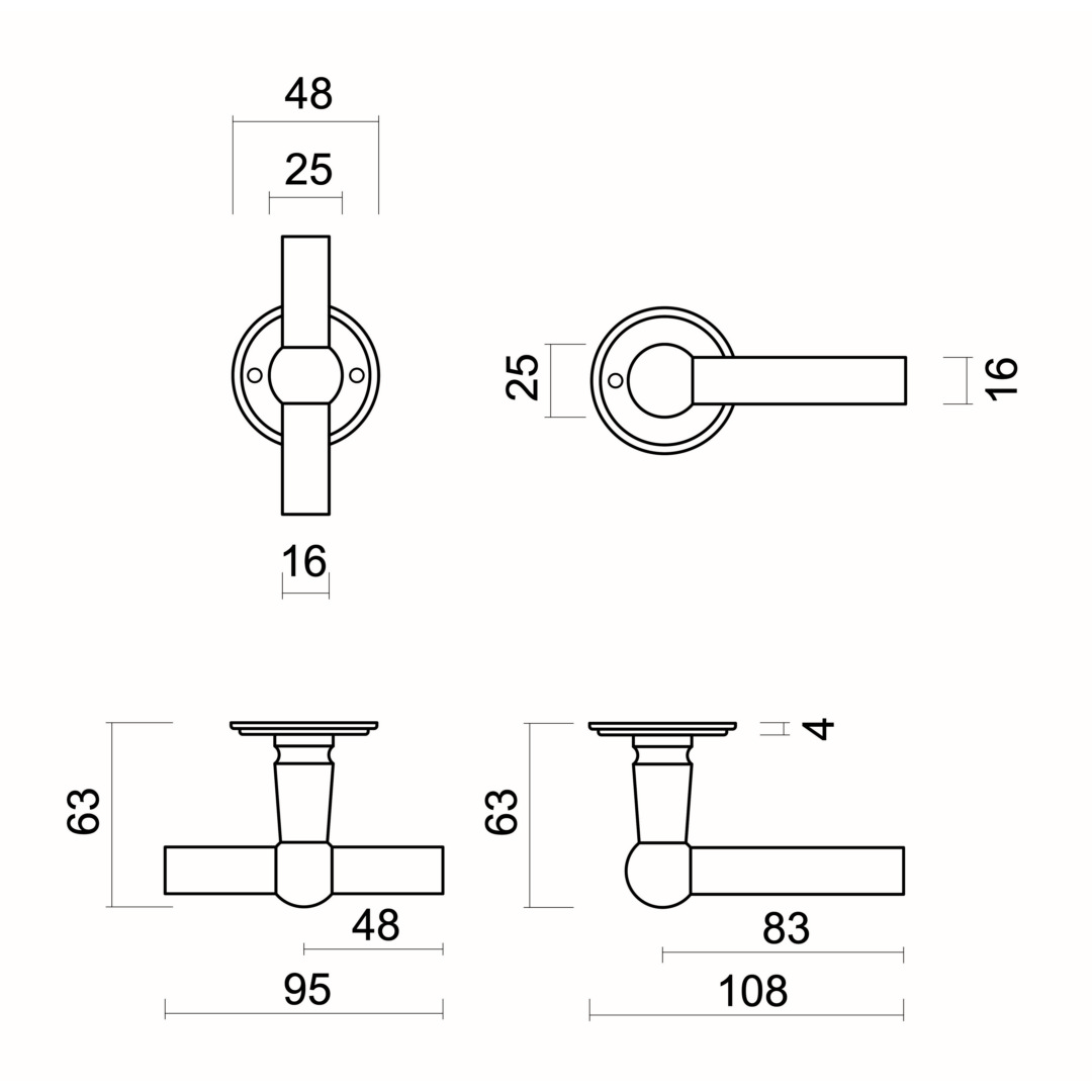 Deurkruk Pro PETANA T+L INOX LOOK R+NO KEY - Afbeelding 2