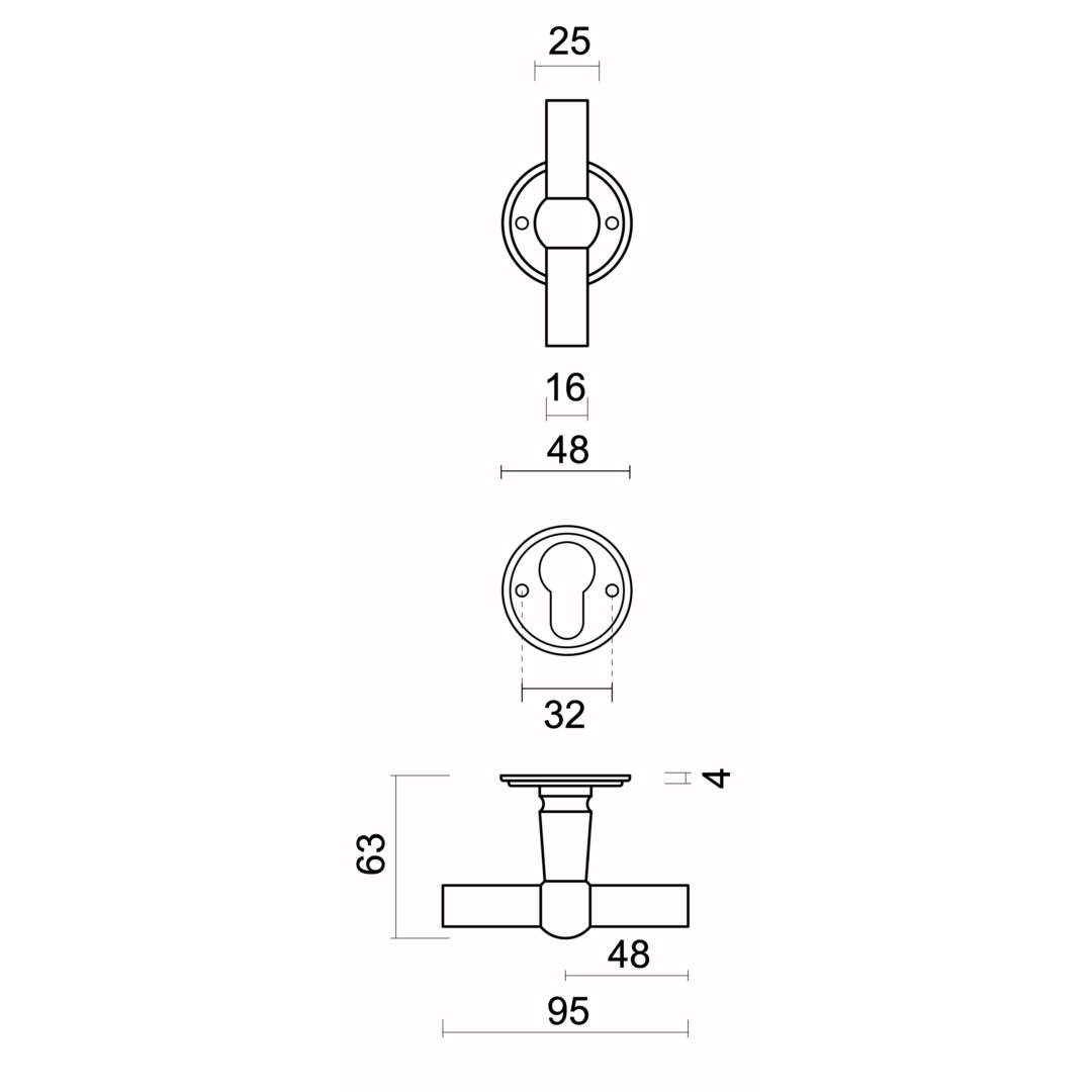 Deurkruk Pro PETANA T+T INOX LOOK R+E CYL - Afbeelding 2