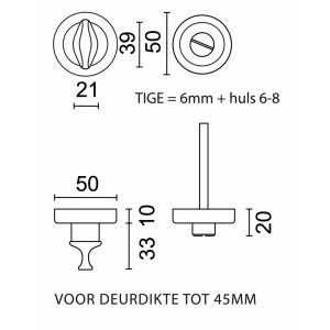 WC garnituur rond Draairozas INOX LOOK