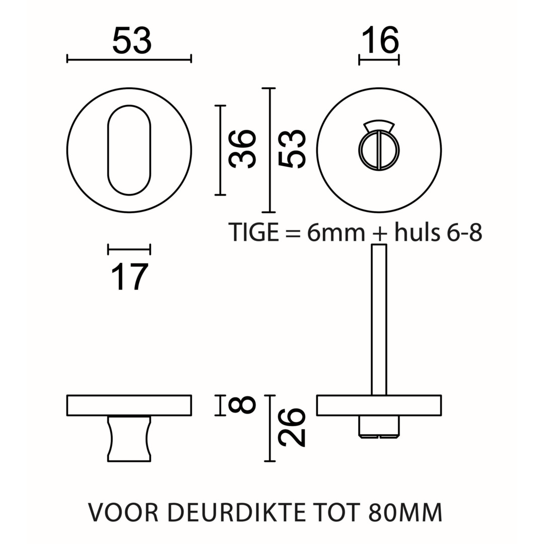WC garnituur rond SHAPE INOX PLUS TIGE 120MM - Afbeelding 2