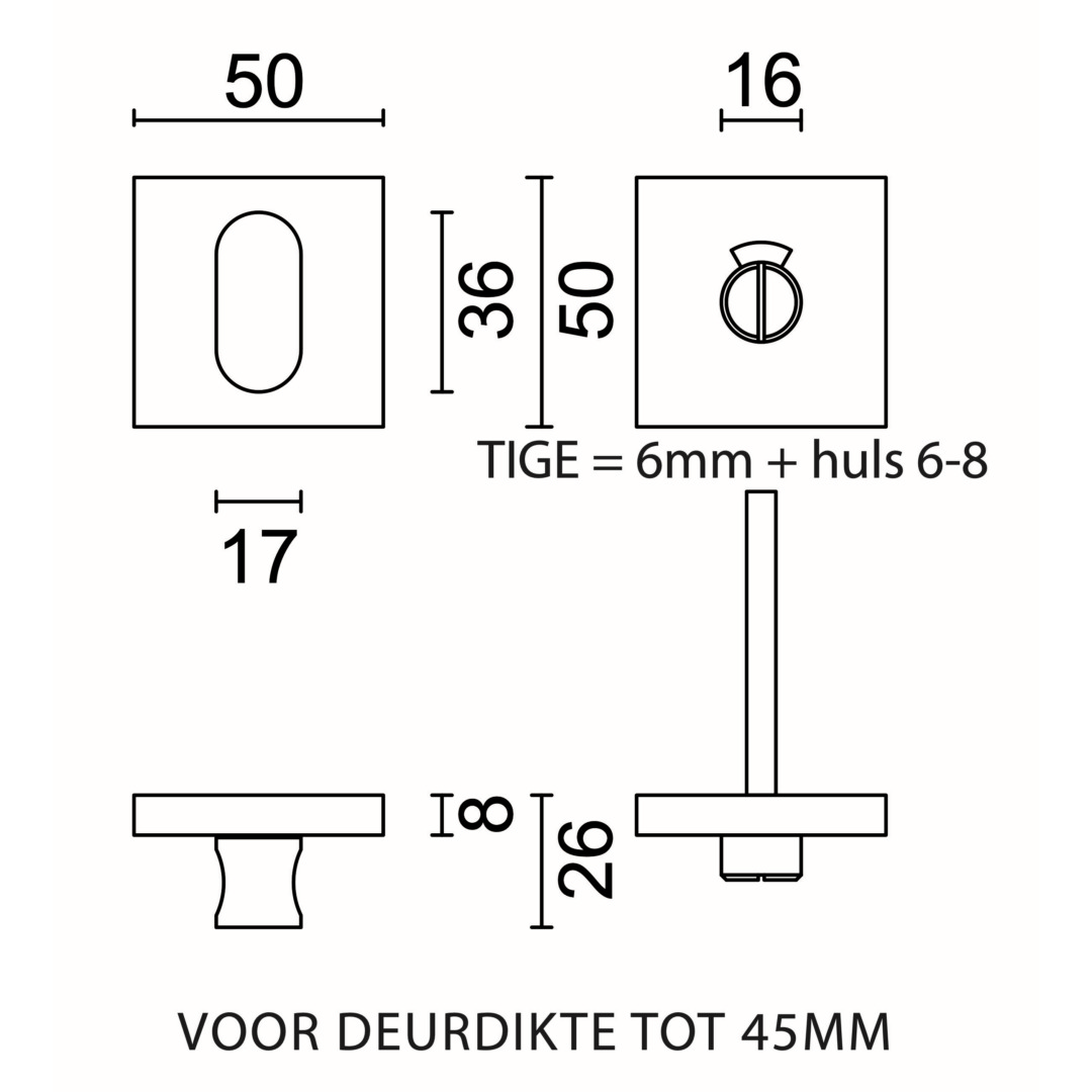 WC garnituur SQUARE SHAPE INOX PLUS - Afbeelding 2