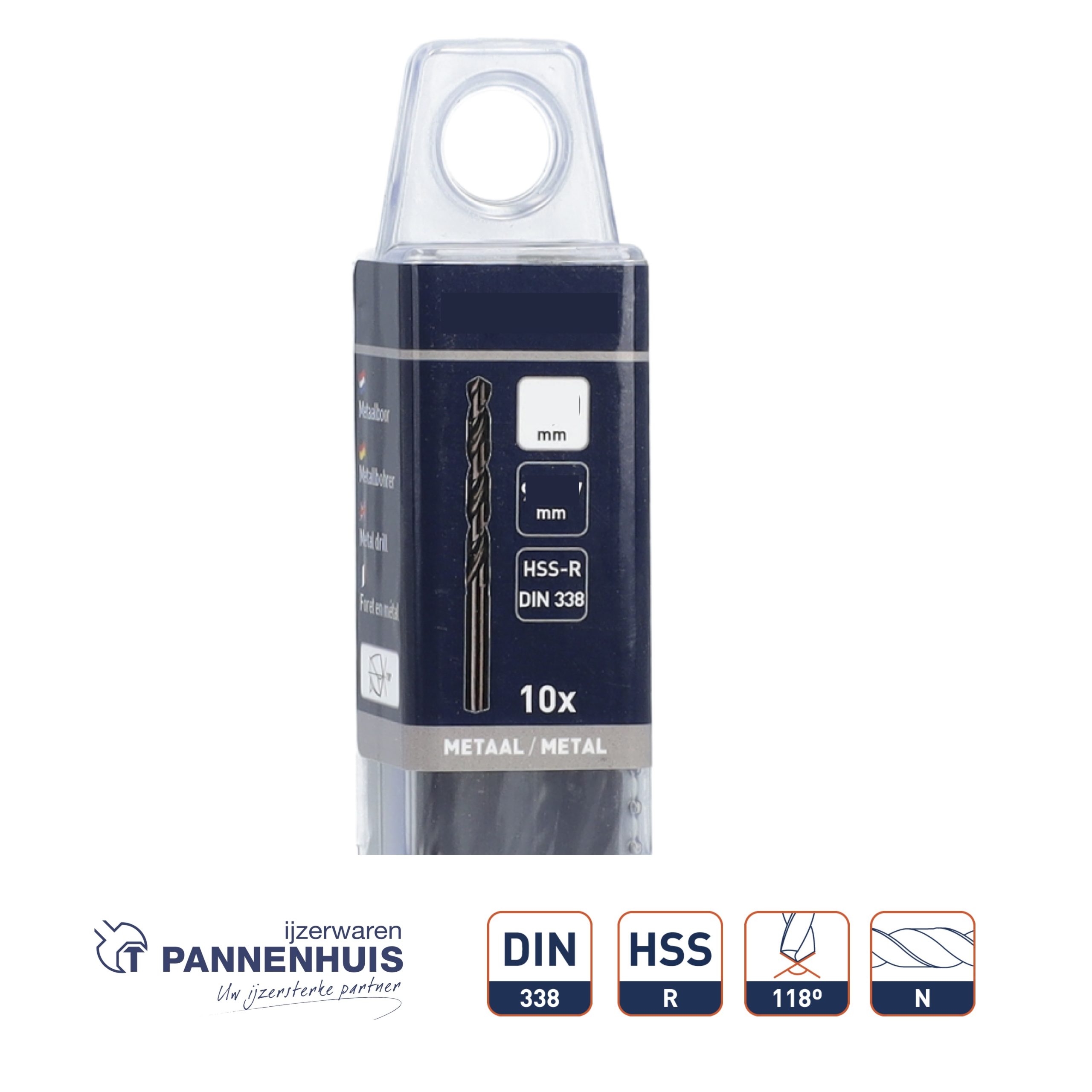 Rolgewalste HSS-R spiraalboor, DIN 338, type N, d.5,0 (10st) - Afbeelding 3