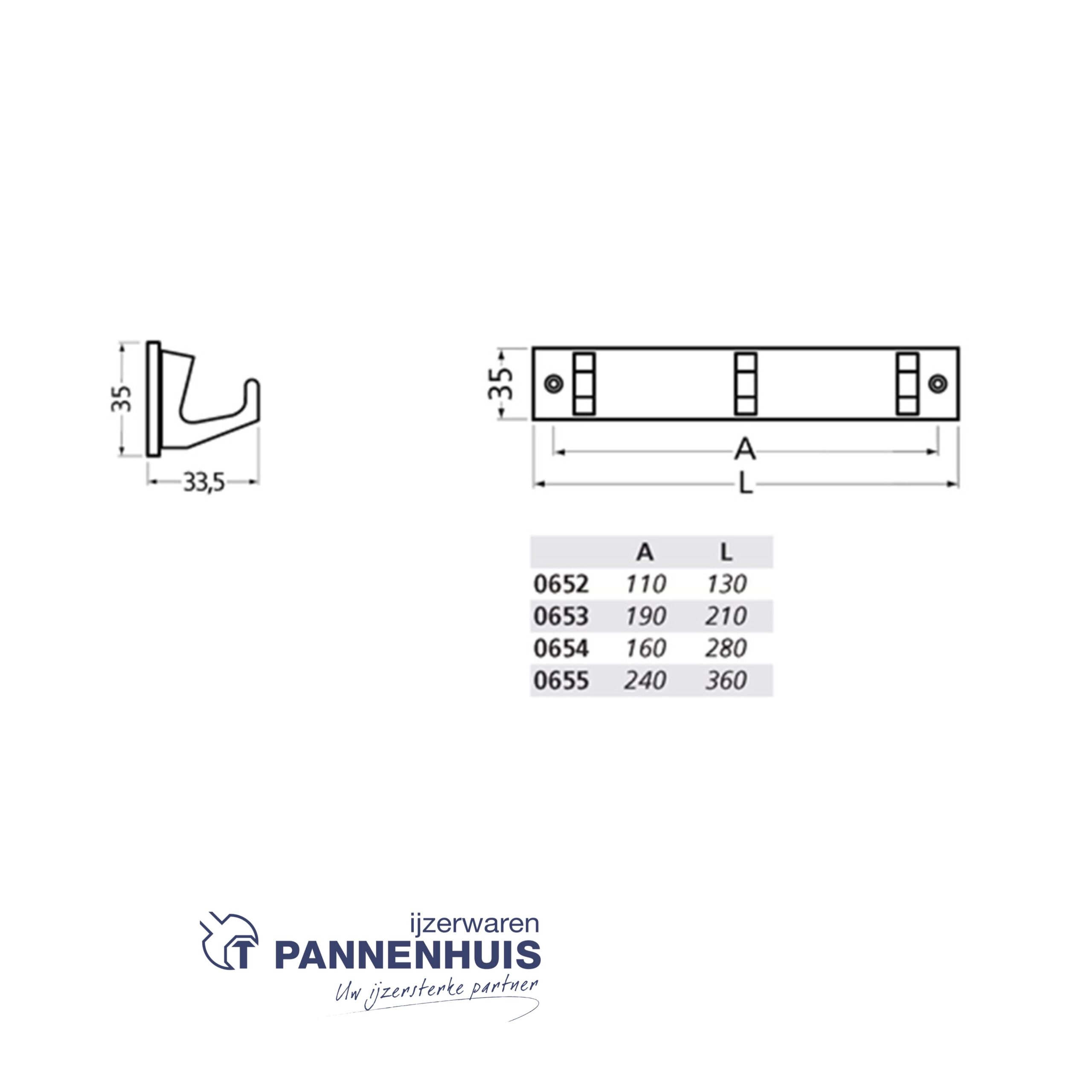 gemonteerde jashaak 5 haken wit - Afbeelding 2