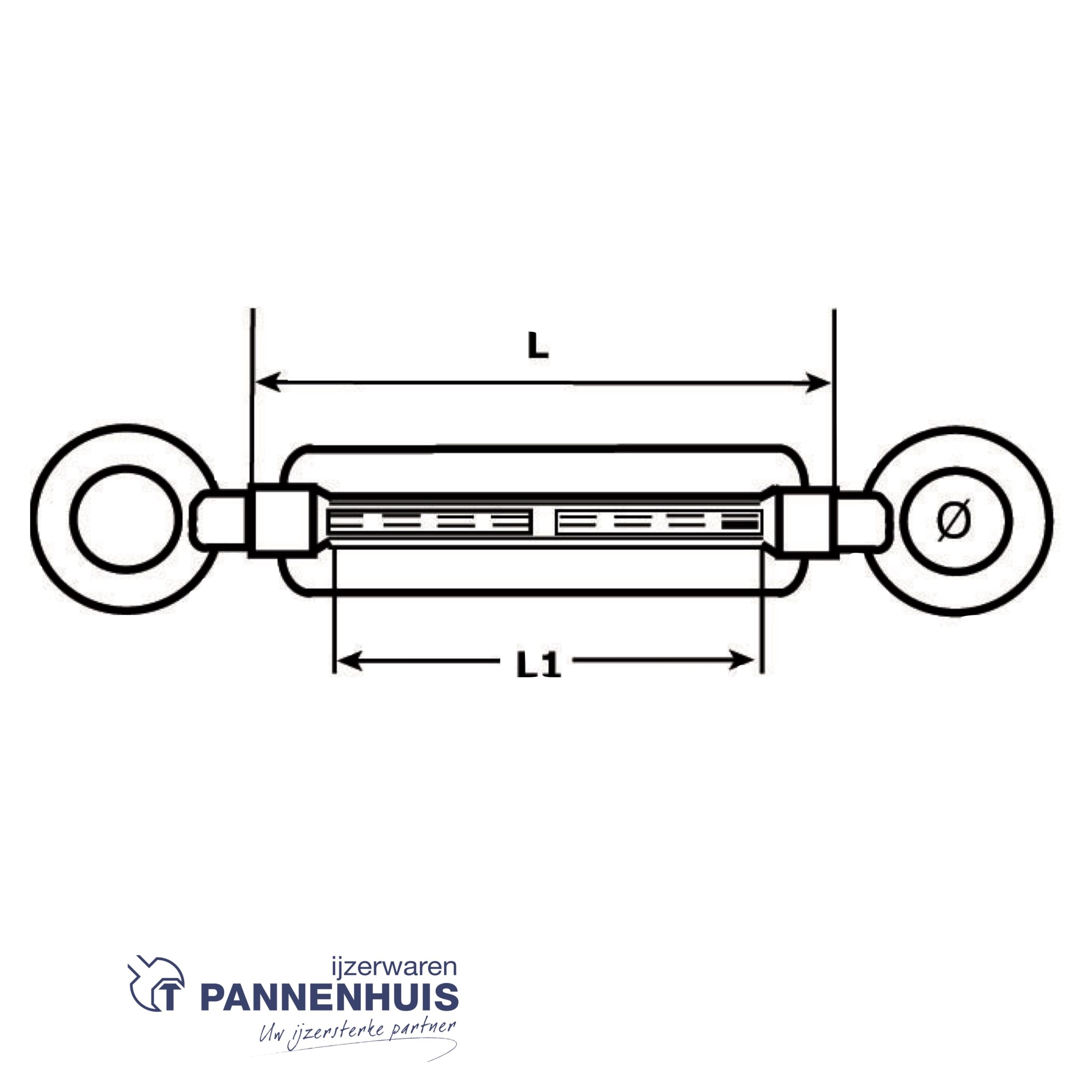 kabelspanner Oog-Oog 8 mm verzinkt - Afbeelding 2