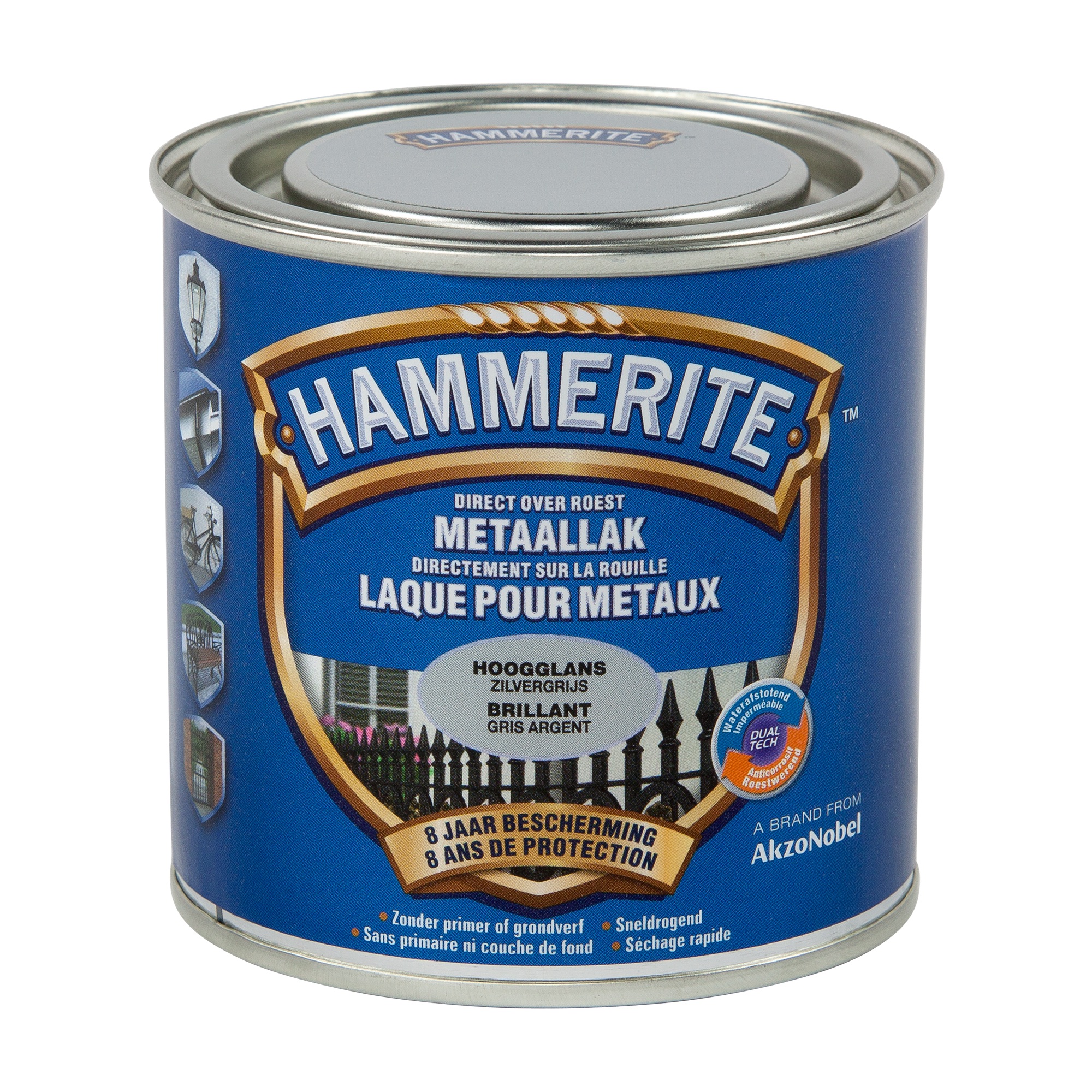 Hammerite Hoogglanslak zilvergrijs 0,25 L