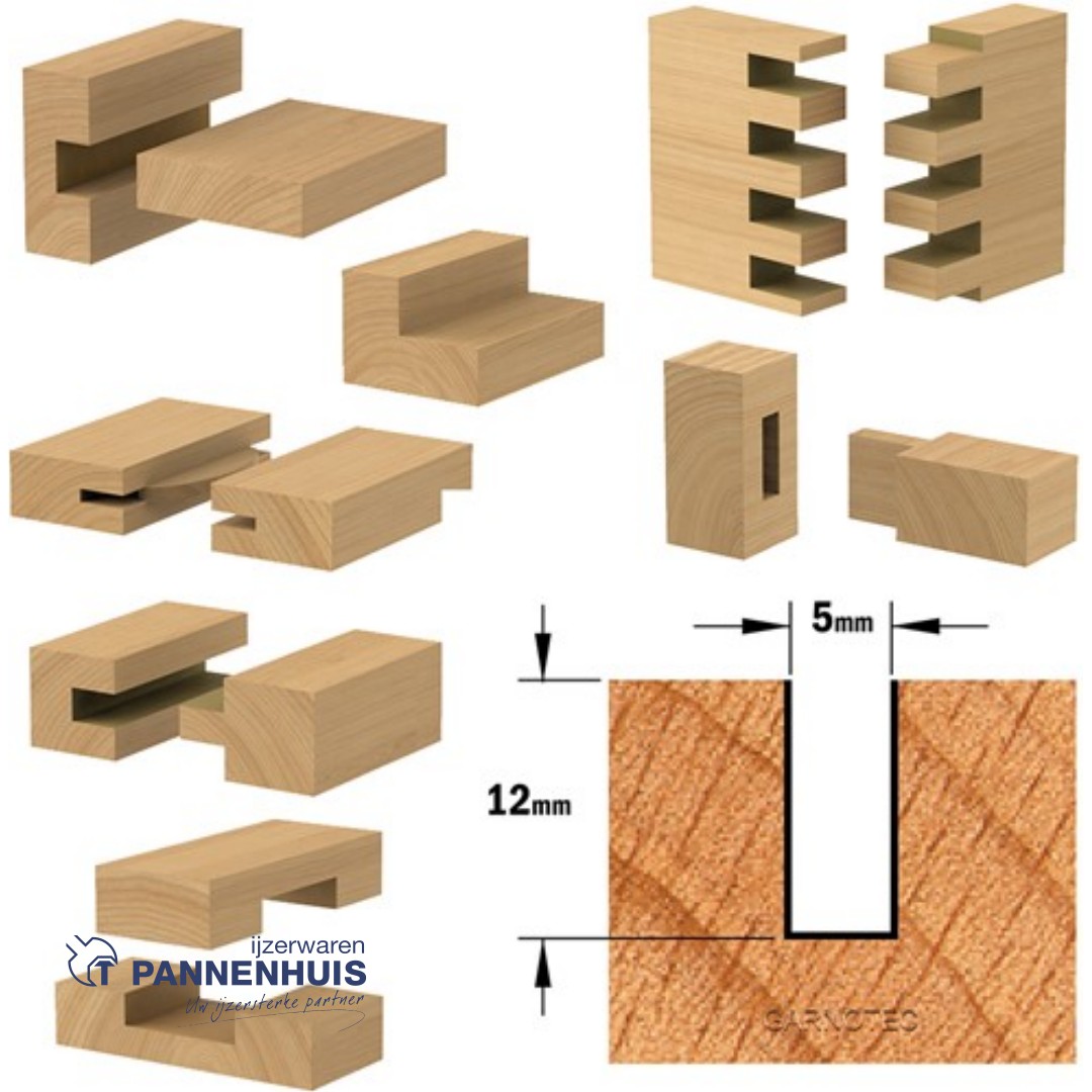 CMT Groeffrees met rechte snijkoppen, HWM D= 5 x 12mm L=50 S=8 Z2 - Afbeelding 3