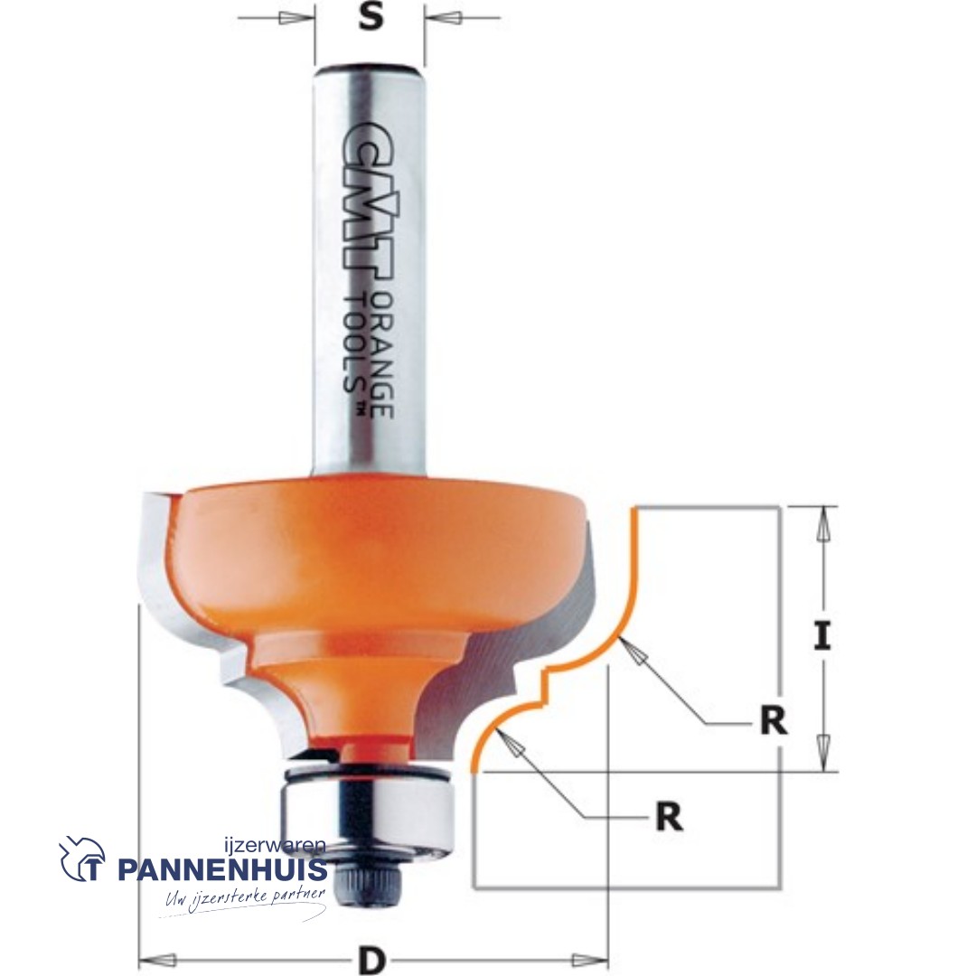 CMT Profielfrees met kogellager, HW D=28,7 x 13mm R=4 L=55,5 S=8 Z2