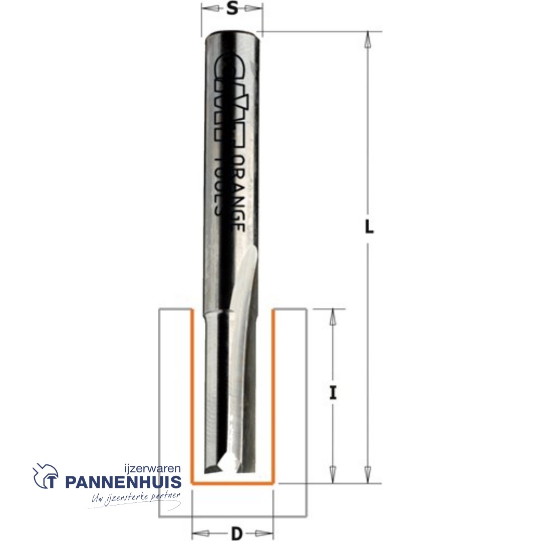 CMT Groeffrees met rechte snijkoppen, HWM D=8 x 20mm L=50 S=8 Z2