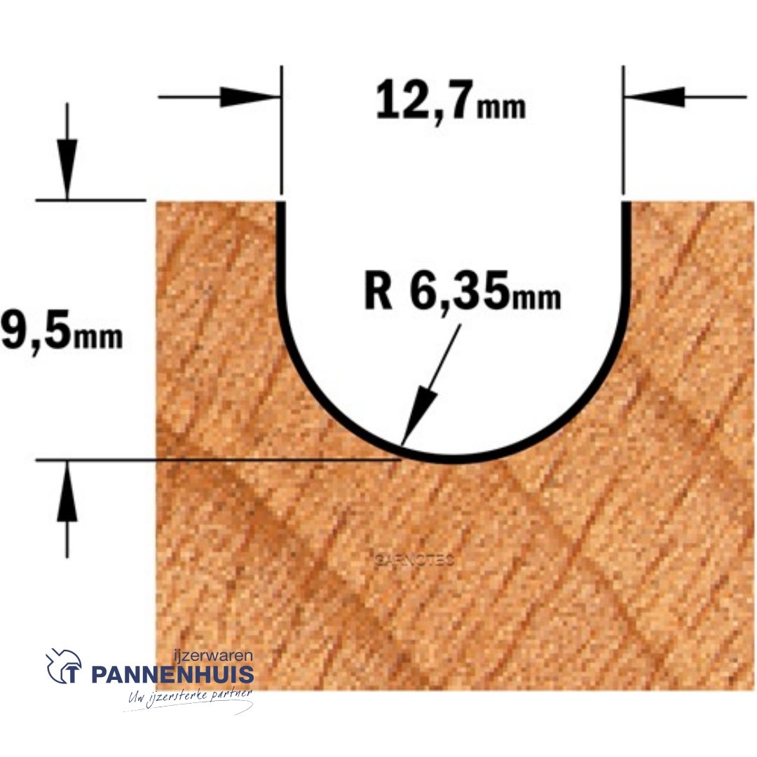 CMT Bolle radiusfrees HW D=12,7 x 9.5mm R=6,35 L=50,8 S=8 Z2 - Afbeelding 3