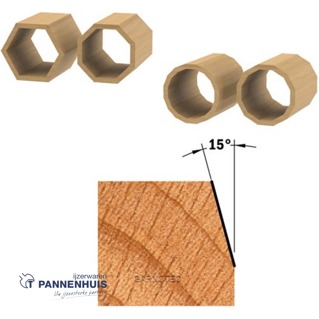 CMT Afkantfrees met kogellager HW D=19 x 11.5mm 15° L=55 S=8 Z2 - Afbeelding 3