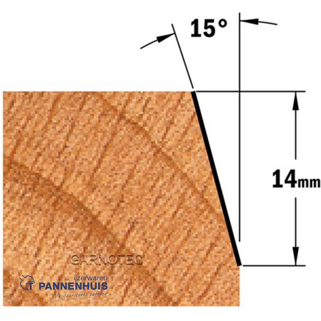 CMT Afkantfrees zonder kogellager HW D=24 x 14mm 15° L=46 S=8 Z2 - Afbeelding 3