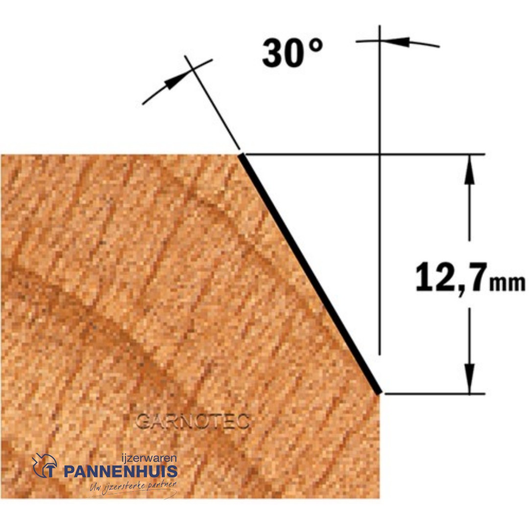 CMT Afkantfrees zonder kogellager HW D=24 x 12mm 30° L=44 S=8 Z2 - Afbeelding 3