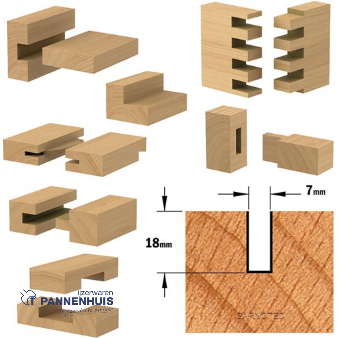 CMT Groeffrees met rechte snijkoppen, HWM D= 7 x 18mm L=49 S=8 Z2 - Afbeelding 3