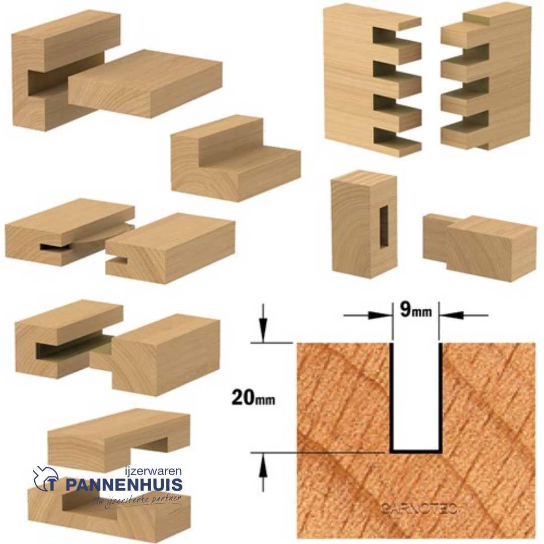 CMT Groeffrees met rechte snijkoppen, HW D=9 x 20mm L=48 S=8 Z2 - Afbeelding 3