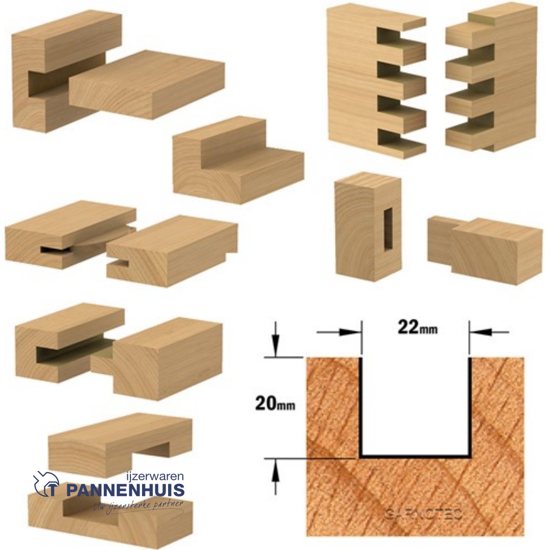 CMT Groeffrees met rechte snijkoppen, HW D=22 x 20mm L=57,2 S=8 Z2 - Afbeelding 3