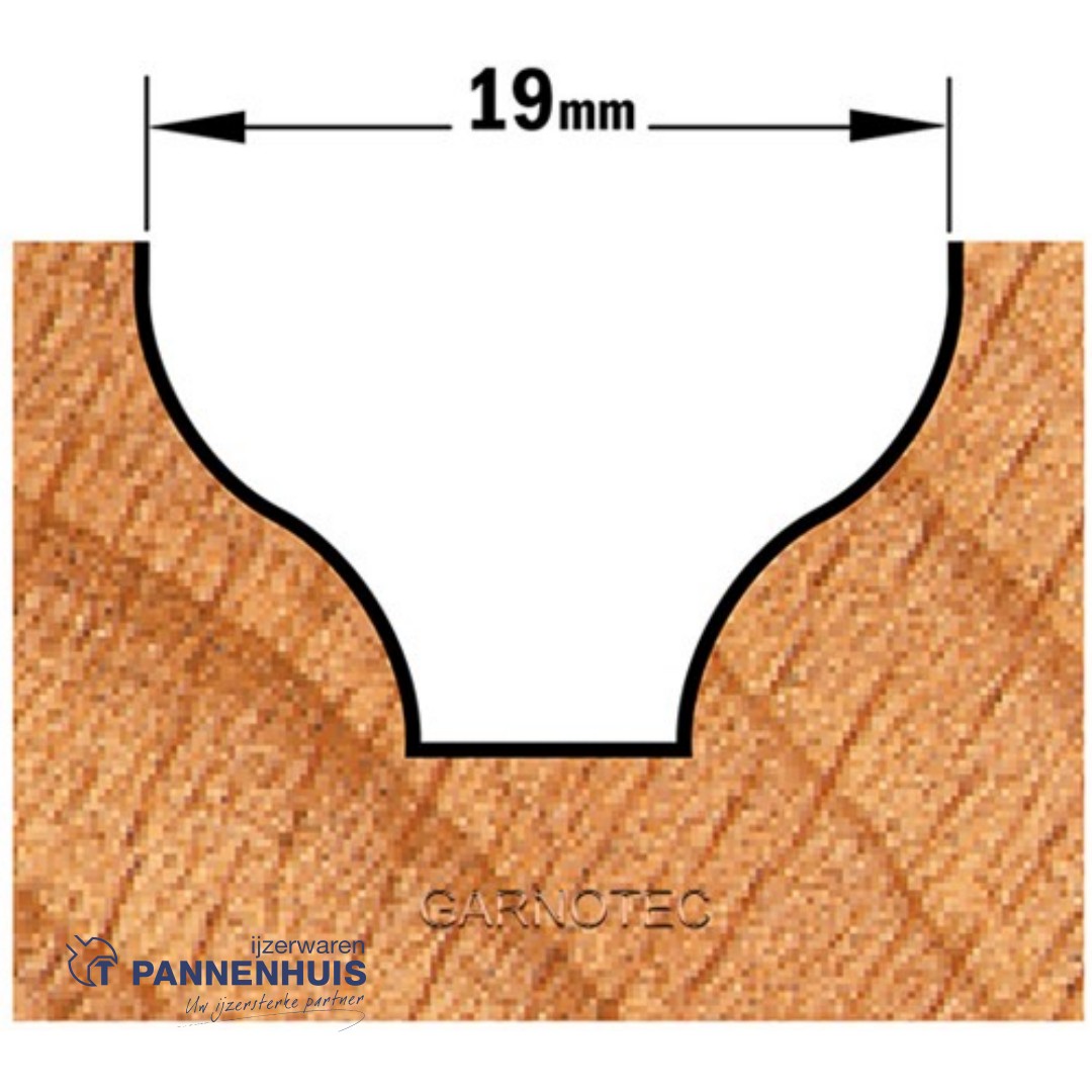 CMT Klassieke profielfrees, HW D=19 x 11mm R=6,4 L=51 S=8 Z2 - Afbeelding 3