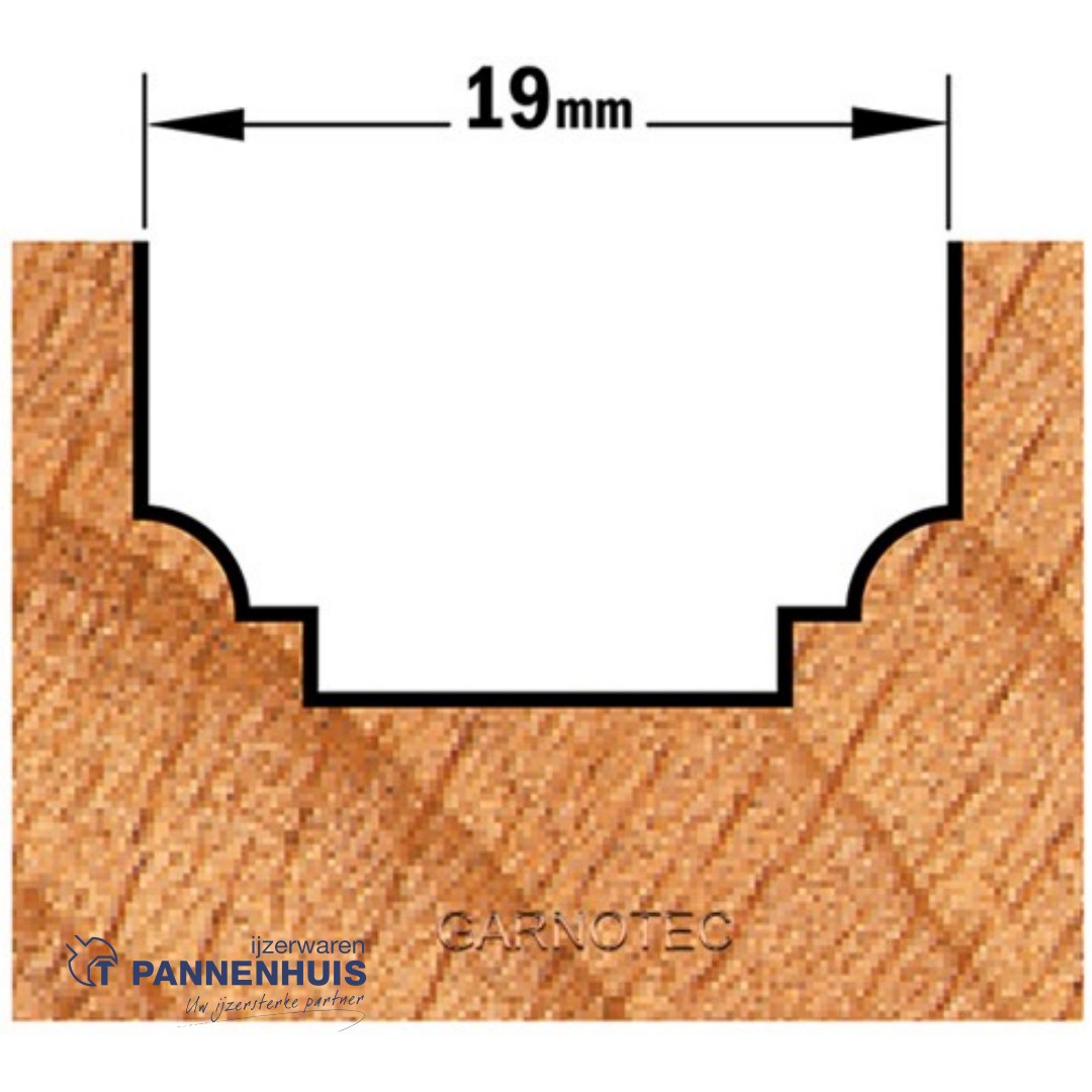 CMT Klassieke profielfrees, HW D=19 x 11mm R=2,4 L=51 S=8 Z2 - Afbeelding 3