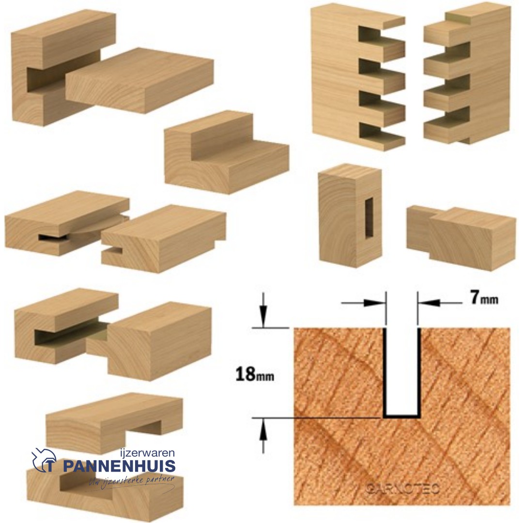 CMT Groeffrees met rechte snijkoppen, HWM D=7 x 18mm L=63,5 S=12 Z2 - Afbeelding 3