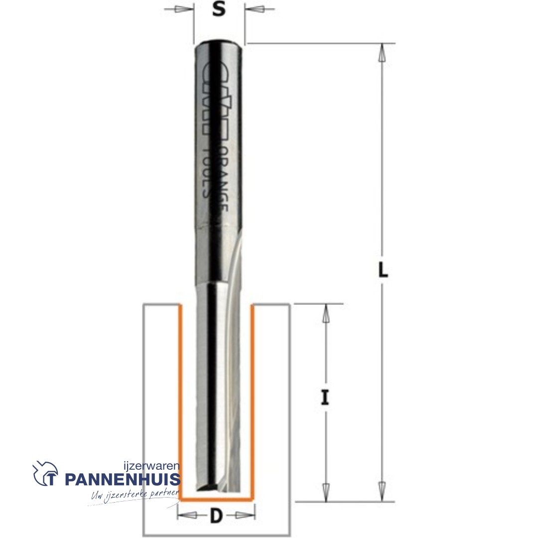 CMT Groeffrees met rechte snijkoppen, HWM D=8 x 31,7mm L=75 S=12 Z2