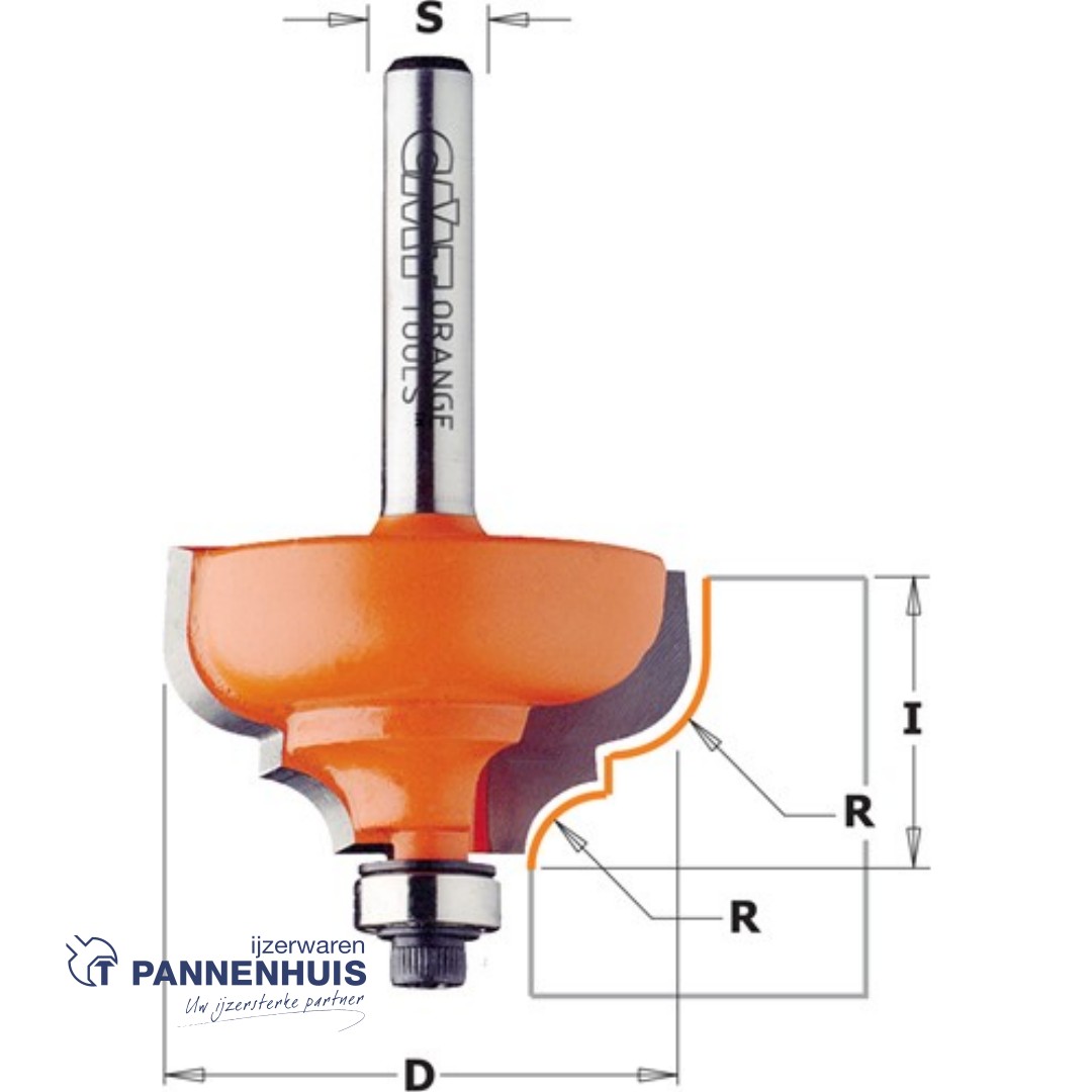 CMT Profielfrees met kogellager, HW D=28,7 x 13mm R=4 L=54 S=8 Z2