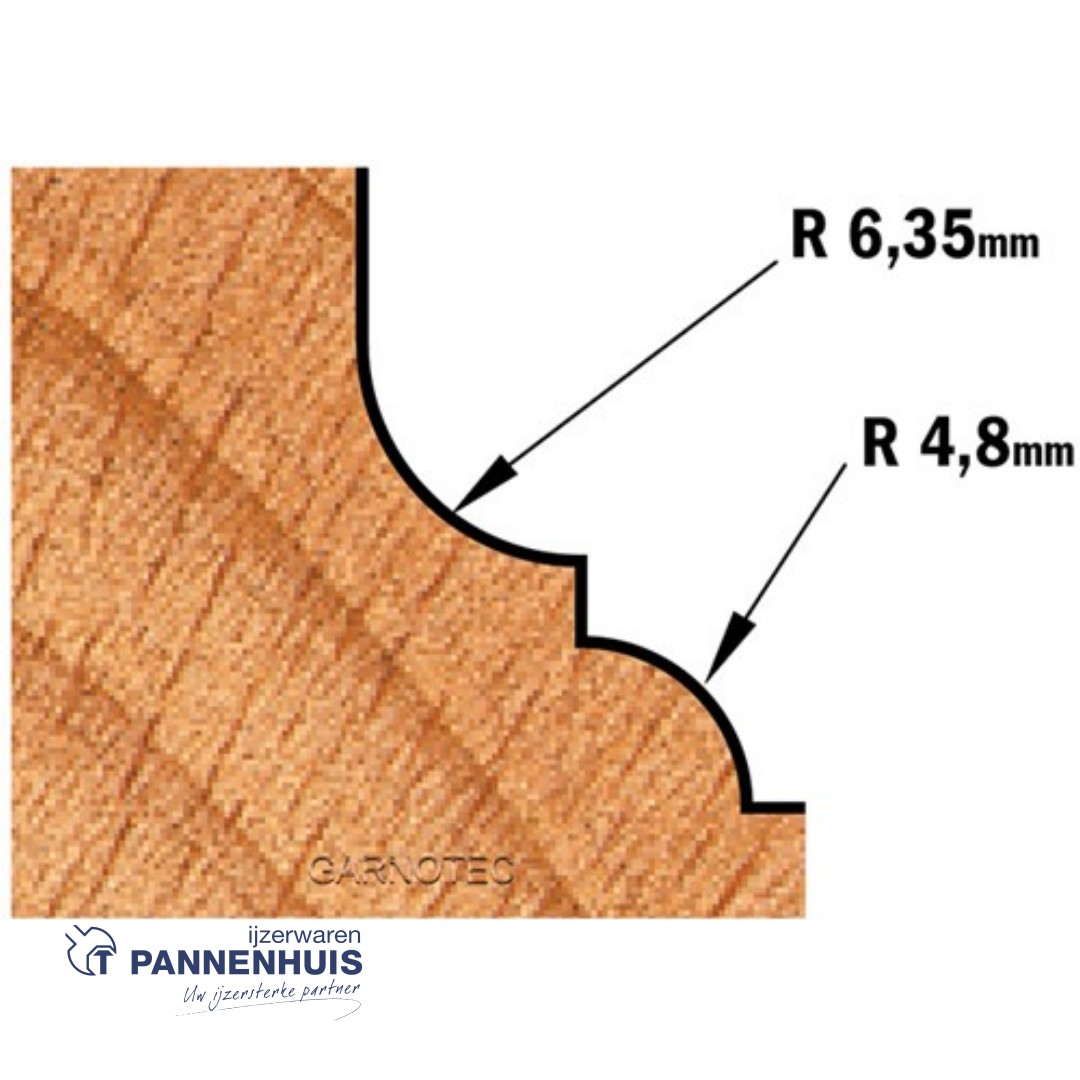 CMT Profielfrees met kogellager, HW D=35 x 18.5mm R=6,4 L=59 S=8 Z2 - Afbeelding 3