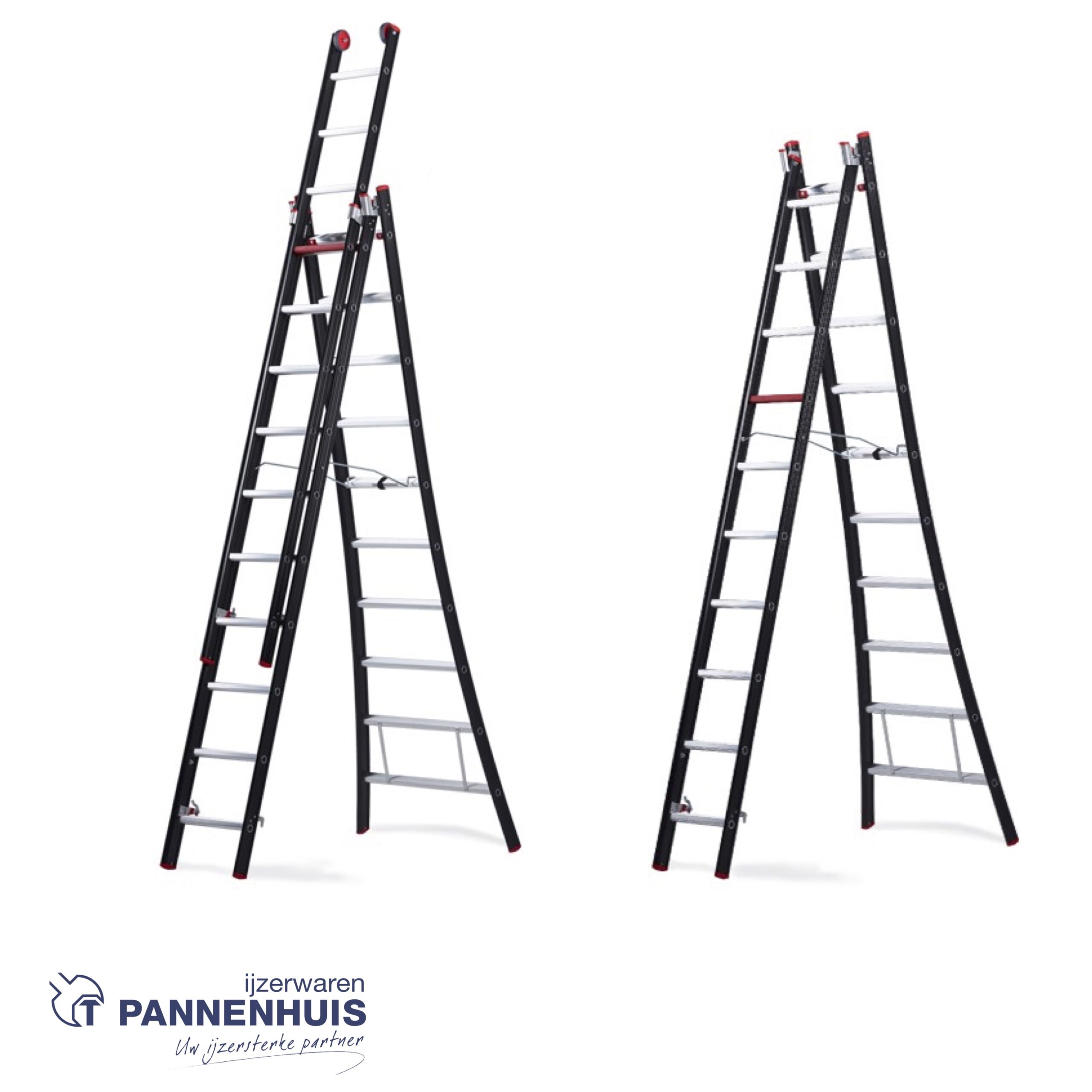 Altrex Nevada reformladder 2x14 sporten 415 - 720cm zwart - Afbeelding 4